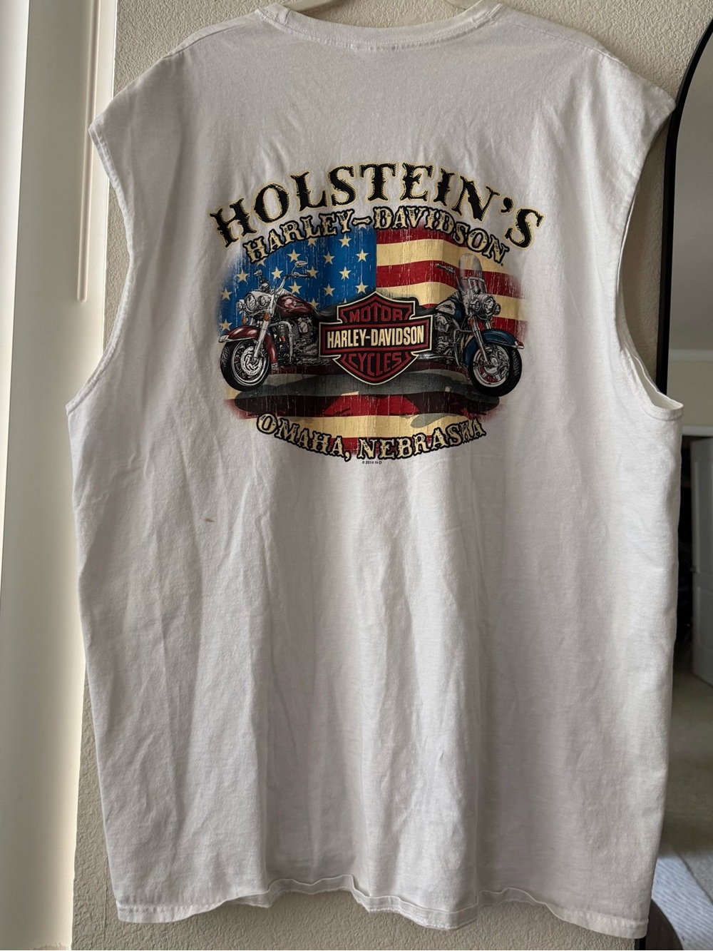 Harley Davidson 3XL Sleeveless Shirt White Holstein’s Omaha Nebraska 2014